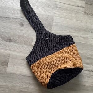 Helen Kaminski Navy and Tan Woven Shoulder Bag